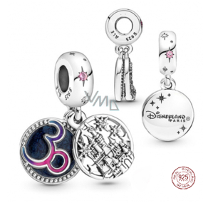 Charm Srebrna 925 Disney Paryż, 2w1 zawieszka na bransoletkę podróżną