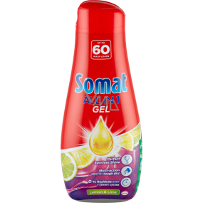 Somat All in 1 Lemon & Lime gel do myčky pro účinné čištění a zářivý lesk 60 dávek 1080 ml Somat All in 1 Lemon & Lime gel do myčky pro účinné čištění a zářivý lesk 60 dávek 1080 ml