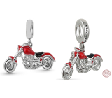 Charm Srebrny 925 Motocykl Czerwony, zawieszka na bransoletkę podróży