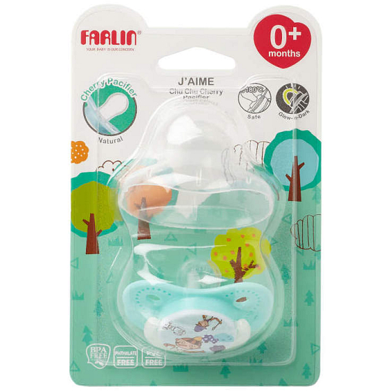 Baby Farlin Chu Chu Cherry Smoczek silikonowe 0+ miesięcy niebieskie