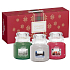 Yankee Candle Candlelit Cabin - Chata ozářená svíčkou + Evergreen Mist - Lesní mlha + Pomegranate Gin Fizz - Gin Fizz z granátového jablka vonná svíčka Classic malá sklo 3 x 104 g, vánoční dárková sada