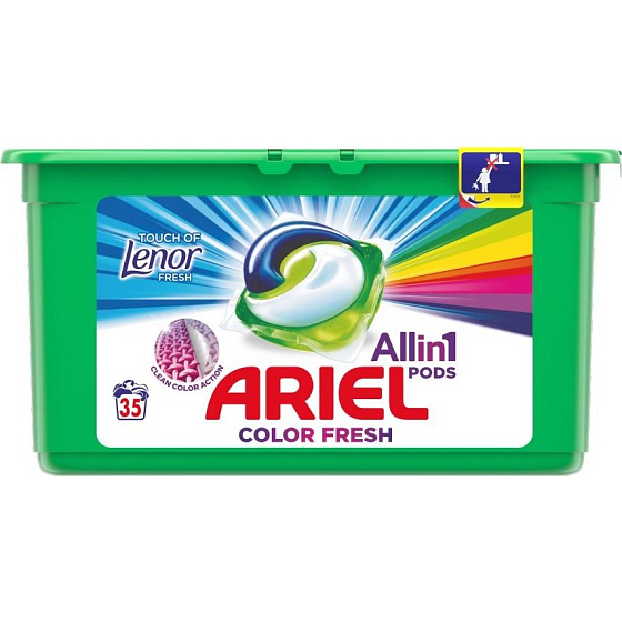 Ariel Fresh Touch of LenorColor 3v1 gelové kapsle na praní prádla 35 kusů 945 g