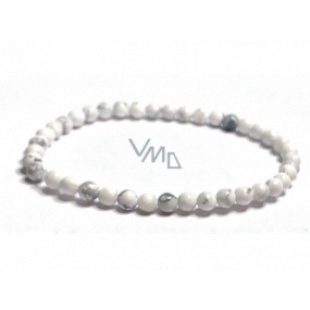 Magnezyt / Howlit biały bransoletka elastyczna naturalny kamień, kuleczka 4 mm / 16 - 17 cm, ochronny kamień Magnezyt / Howlit biały bransoletka elastyczna naturalny kamień, kuleczka 4 mm / 16 - 17 cm, ochronny kamień