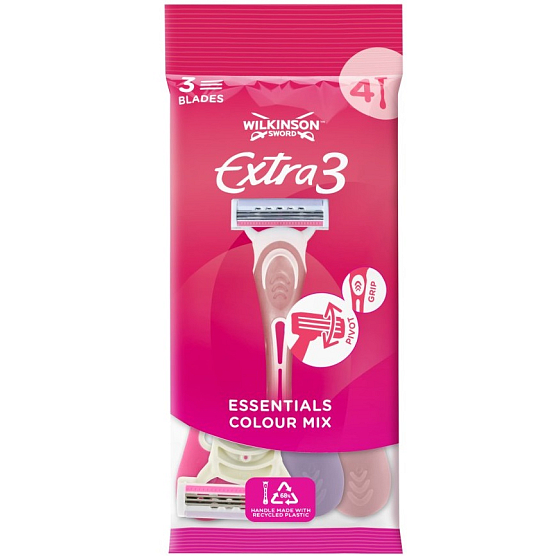 Wilkinson Lady Extra 3 Beauty Essentials maszynka do golenia jednorazowa 3 ostrza 4 sztuki