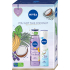 Nivea You Got This Coconut Fresh Blends Banana & Acai sprchový gel 300 ml + Coconut 48h antiperspirant deodorant sprej 150 ml, kosmetická sada pro ženy