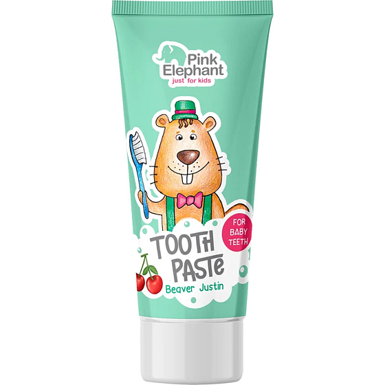 Pink Elephant Bobřík Justin z smakiem truskawkowym pasta do zębów dla dzieci 50 ml
