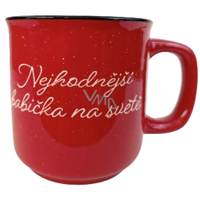 Albi Kameninový hrnek červený Nejhodnější babička na světě 400 ml