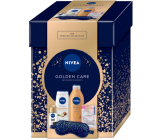 Nivea Złota Pielęgnacja Q10 Ujędrniające brązowe mleczko do ciała 400 ml + Nivea Masło Shea & Olejek Roślinny żel pod prysznic 250 ml + Nivea Inposible Black & White antyperspirant roll-on 50 ml + Labello Hyaluron Rosé balsam do ust 5,2 g + satynowa maska na spanie 1 sztuka, zestaw kosmetyków