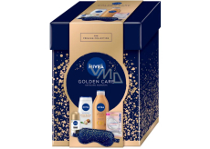 Nivea Złota Pielęgnacja Q10 Ujędrniające brązowe mleczko do ciała 400 ml + Nivea Masło Shea & Olejek Roślinny żel pod prysznic 250 ml + Nivea Inposible Black & White antyperspirant roll-on 50 ml + Labello Hyaluron Rosé balsam do ust 5,2 g + satynowa maska na spanie 1 sztuka, zestaw kosmetyków