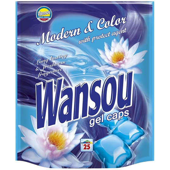 Wansou Modern & Color koncentrované gelové prací kapsle na barevné prádlo 25 kusů