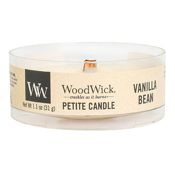 WoodWick Vanilla Bean - Vanilkový lusk vonná svíčka s dřevěným knotem petite 31 g