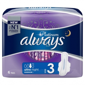 Always Platinum Ultra Night podpůrné vložky s křidélky 6 kusů