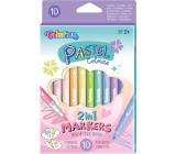 Colorino Pastel dwustronne markery 2w1 z dwoma końcówkami, trójkątne 10 kolorów