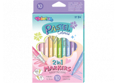 Colorino Pastel dwustronne markery 2w1 z dwoma końcówkami, trójkątne 10 kolorów