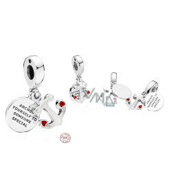 Zawieszka ze srebra 925 Kotwica miłości 2w1, charms do bransoletki miłość