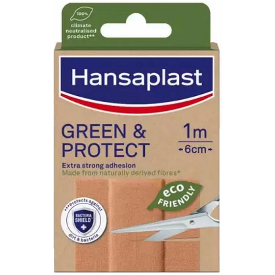 Hansaplast Green & Protect zrównoważony opatrunek tekstylny 1 m x 6 cm
