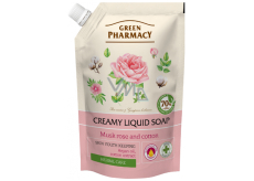 Green Pharmacy Pižmová růže a bavlna tekuté mýdlo náhradní náplň 460 ml