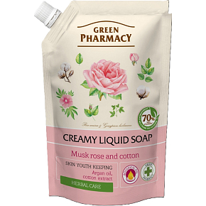 Green Pharmacy Piżmowa róża i bawełna płynne mydło uzupełnienie 460 ml