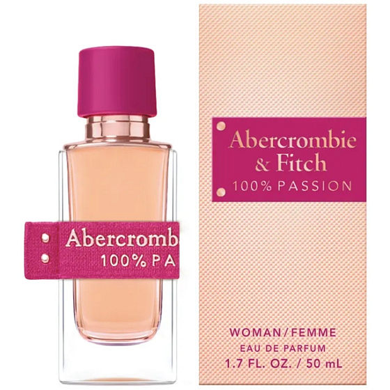 "Parfémovaná voda Abercrombie + Fitch 100% Passion pro ženy, 50 ml. Květinová a ovocná vůně, která vyzařuje energii, vášeň a ženskost, ideální pro moderní ženy, které hledají intenzivní a svěží parfém.