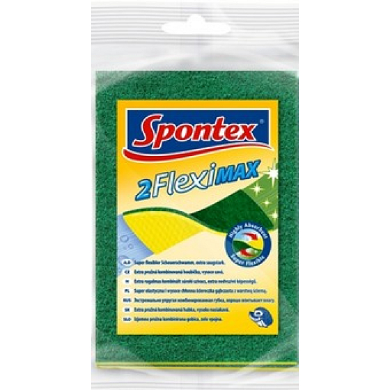 Spontex 2 Fleximax 2v1 houbová utěrka s abrazivem - houbička + utěrka 2 kusy