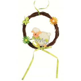 Věneček z proutí s ovcí 17cm