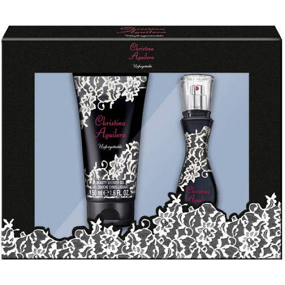 Christina Aguilera Unforgettable parfémovaná voda pro ženy 15 ml + sprchový gel 50 ml, dárková sada 2015