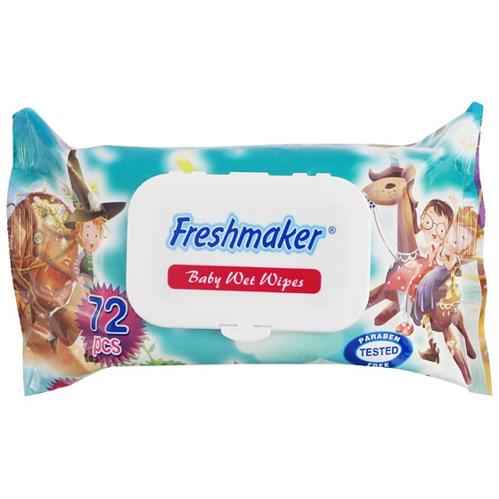Freshmaker Baby Wet Wipes nawilżane chusteczki animowane dla dzieci 72 sztuki