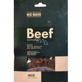 Meat Makers Beef Jerky Peppered tenké plátky z hovězí kýty konzervované sušením 40 g