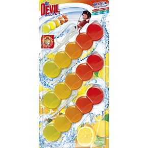 Dr. Devil WC Bicolor 5ball lemon fresh zawieszany blok do toalety, 3× 35 g