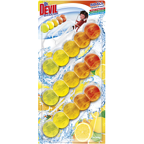 Dr. Devil WC Bicolor 5ball lemon fresh zawieszany blok do toalety, 3× 35 g Dr. Devil WC Bicolor 5ball lemon fresh zawieszany blok do toalety, 3× 35 g