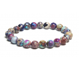 Jaspis / Regalit Imperialny morski osad turkusowo-fioletowy elastyczny mieszany minerał, kulka 8 mm / 16 - 17 cm