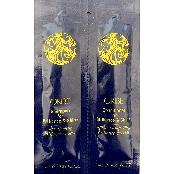 Oribe For Brilliance & Shine šampon a kondicionér pro oslnivý lesk vlasů pro všechny typy vlasů 2 x 7 ml, duopack