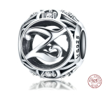 Charm Srebrna 925 Magiczna abeceda litera Z + cyrkonie, koralik na bransoletkę