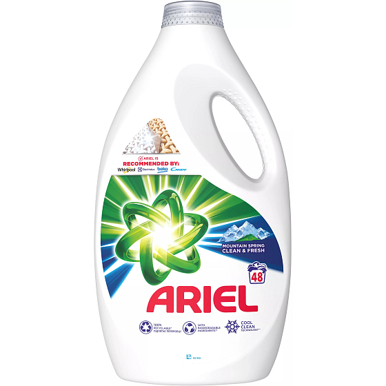 Ariel Mountain Spring płynny żel do prania dla czystych i pachnących ubrań bez plam 48 prań 2,4 l