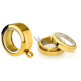 Medailon s otočným uzávěrem nerezový zlatá barva tloušťka 11 mm x 25 mm Medailon s otočným uzávěrem nerezový zlatá barva tloušťka 11 mm x 25 mm