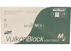 VulkanBlack černé jednorázové bezprašné nitrilové rukavice, velikost M, 100 ks