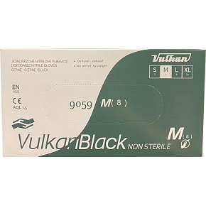 VulkanBlack czarne jednorazowe bezpudrowe rękawice nitrylowe, rozmiar M, 100 sztuk