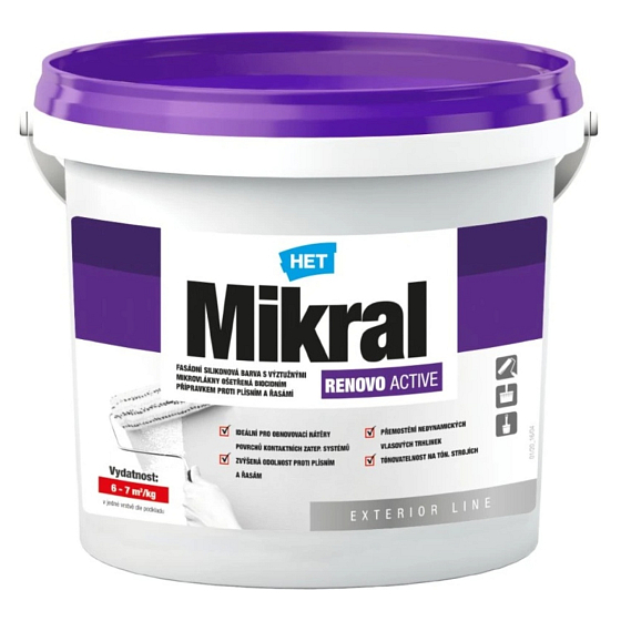 Het Mikral Renovo Active silikonowa farba elewacyjna, biała 7 kg