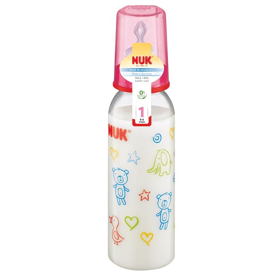 Nuk Láhev plastová kojící silikon savička 0-6 měsíců vel. 1 různé barvy 240 ml