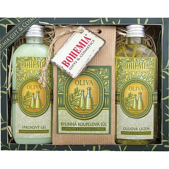 Bohemia Gifts Oliva sprchový gel 100 ml + sůl do koupele 150 g + Olejová lázeň 100 ml, kosmetická sada
