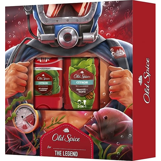 Old Spice Lasting Legend antiperspirant deodorant stick 50 ml + sport sprchový gel 250 ml, kosmetická sada