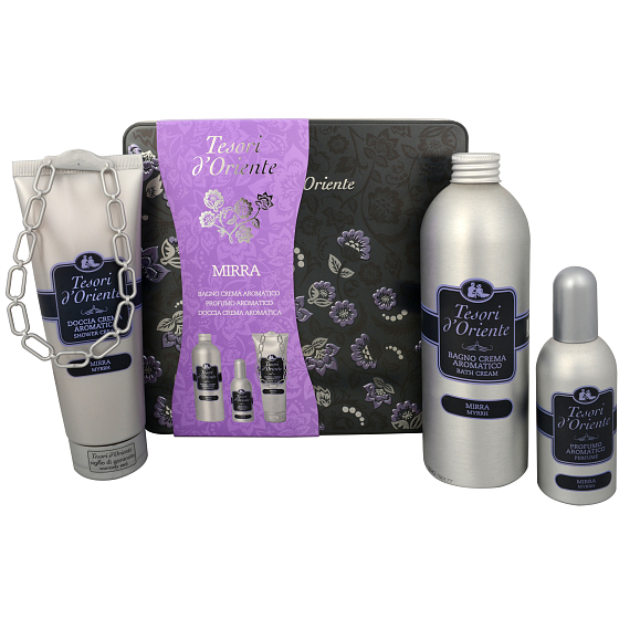 Tesori d Oriente Mirra parfémovaná voda 100 ml + sprchový gel 250 ml + pěna do koupele 500 ml, pro ženy dárková sada