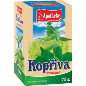 Apotheke Kopřiva dvoudomá sypaný čaj přispívá k normální činnosti cévní soustavy, příznivě ovlivňuje vylučování vody z organismu a činnost ledvin 75 g