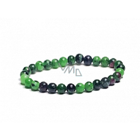 Anyolit / Rubin w Zoisicie elastyczna bransoletka z naturalnego kamienia, kulka 6 mm / 16 - 17 cm, przynosi ulgę w okresie smutku Anyolit / Rubin w Zoisicie elastyczna bransoletka z naturalnego kamienia, kulka 6 mm / 16 - 17 cm, przynosi ulgę w okresie smutku