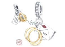 Zawieszka Srebrna 925 Prstęnie + obietnica na całe życie, charms do bransoletki miłość