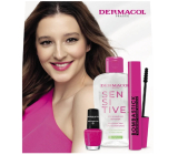 Dermacol Bombastick Panoramic Volume tusz do rzęs 12,5 ml + neonowy lak do paznokci 42 Neon Barbie Doll 5 ml + Sensitive demakijaż oczu 150 ml, kosmetyczny zestaw dla kobiet