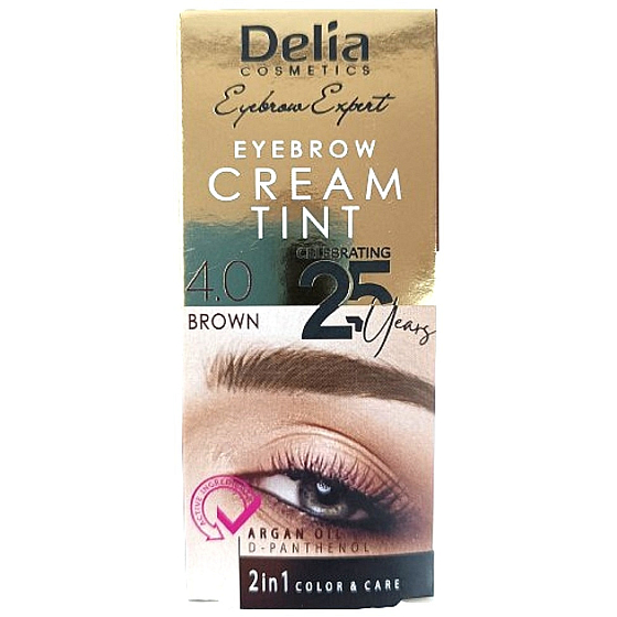 Delia Cosmetics Color Cream barwiający krem do brwi z olejem arganowym 4.0 Brąz 15 ml + 15 ml