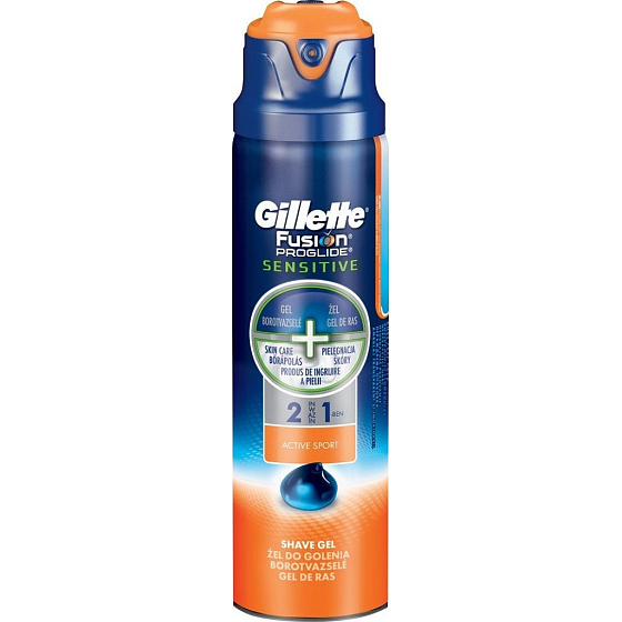 Gillette Fusion ProGlide Sensitive Active Sport 2v1 gel na holení, pro muže 170 ml