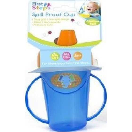 First Steps Jungle Pals 3+ hrnek se dvěma uchy modrý Slon 236 ml