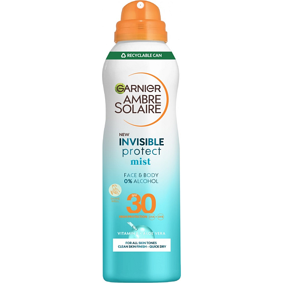 Garnier Ambre Solaire Invisible Protect OF30 mlha na opalování 200 ml
